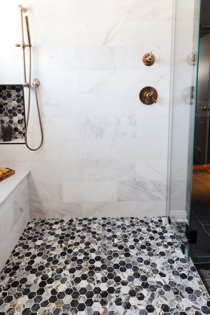 Forest Lake Remodel Owners Suite Bathroom Shower Tile Hardware